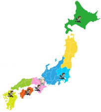 販売店が少なく営業マンが全国を飛び回っている日本地図